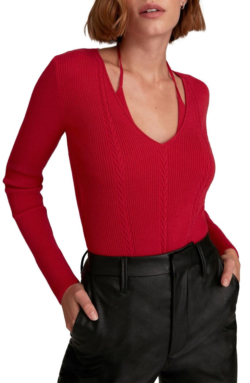 Favorite Daughter The Take Me Somewhere Halter Top Sweate red size large